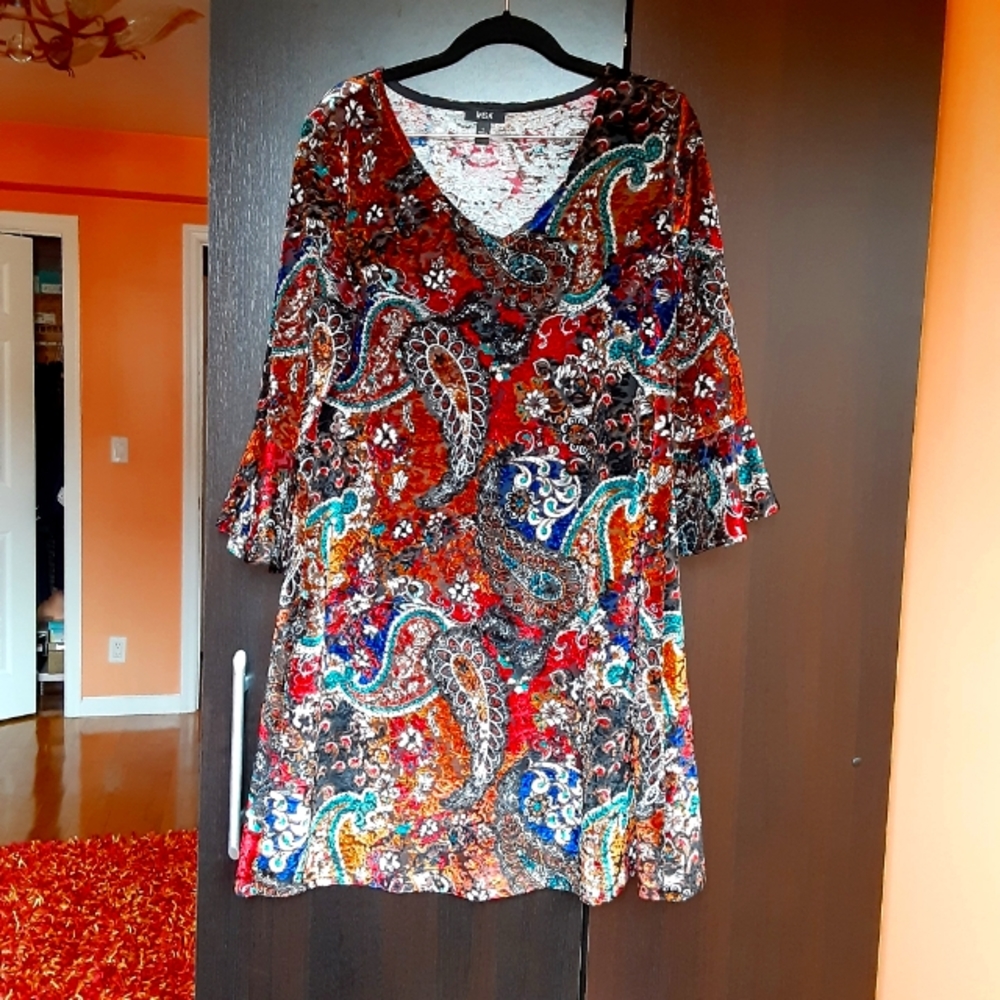 MSK Crushed Velvet Aztec Pattern Dress